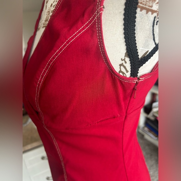 Express Y2K Stretch sleeveless little red dress size 5/6 - Picture 4 of 14